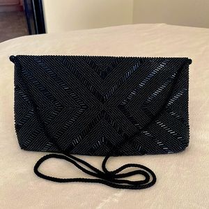 Black beaded purse 10.5 x 6 inches. Unbranded